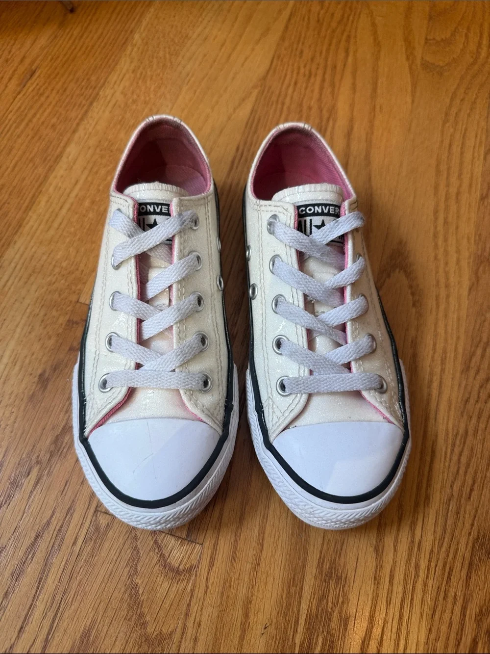 Converse Chuck Taylor All Star Iridescent Glitter Sneakers  Pale Yellow Youth 13